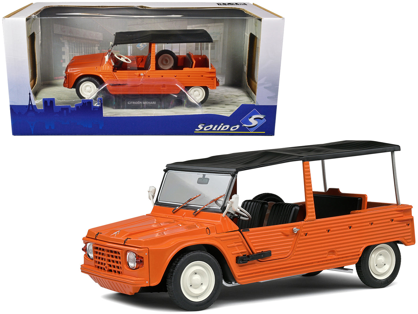 1970 Citroen Mehari MK.1 Kirghiz Orange with Black Top 1/18 Diecast Model Car by Solido