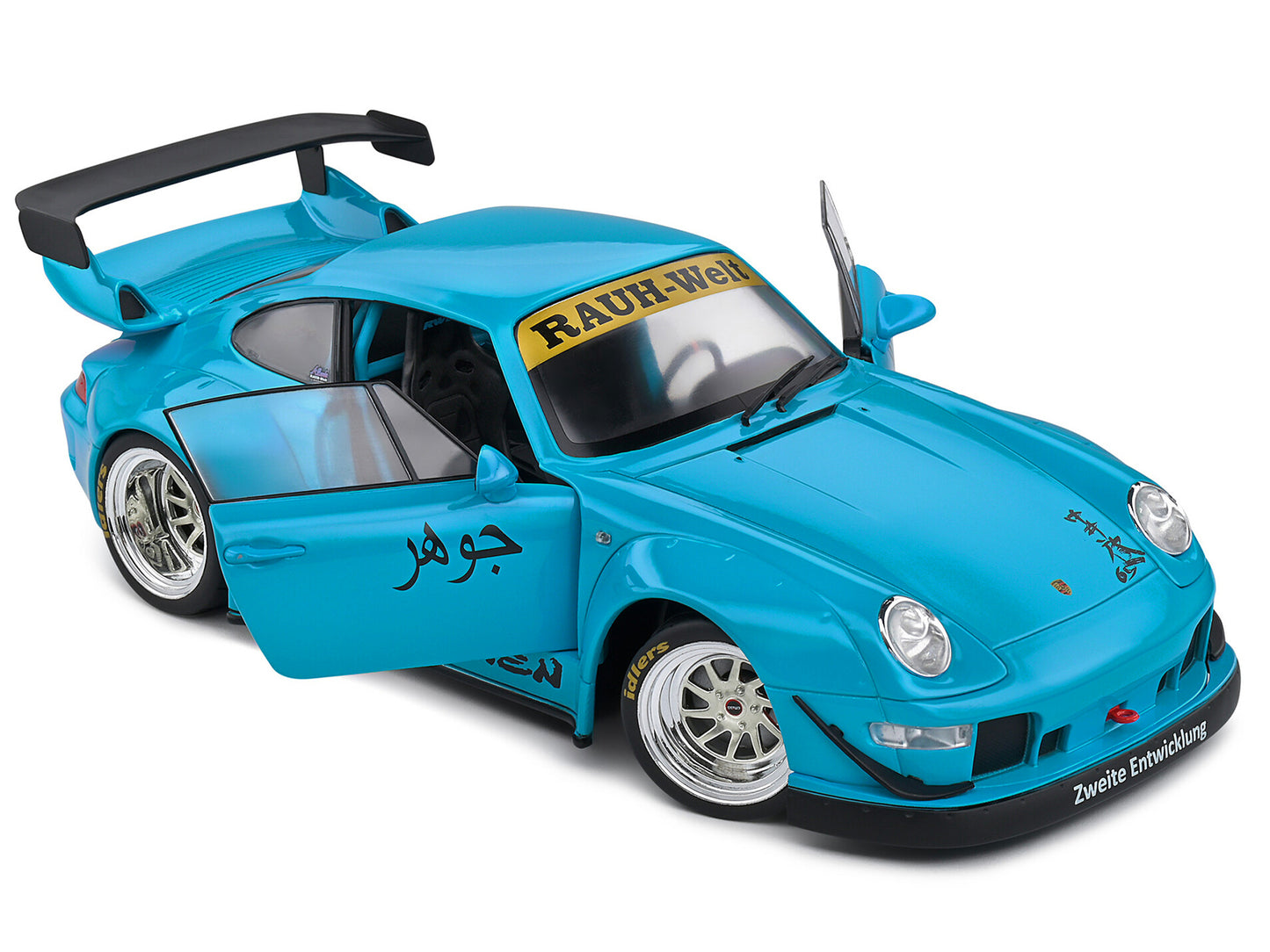 2018 RWB "Shingen" Light Blue with Graphics "Rauh WeltBegriff" 1/18 Diecast Model Car by Solido