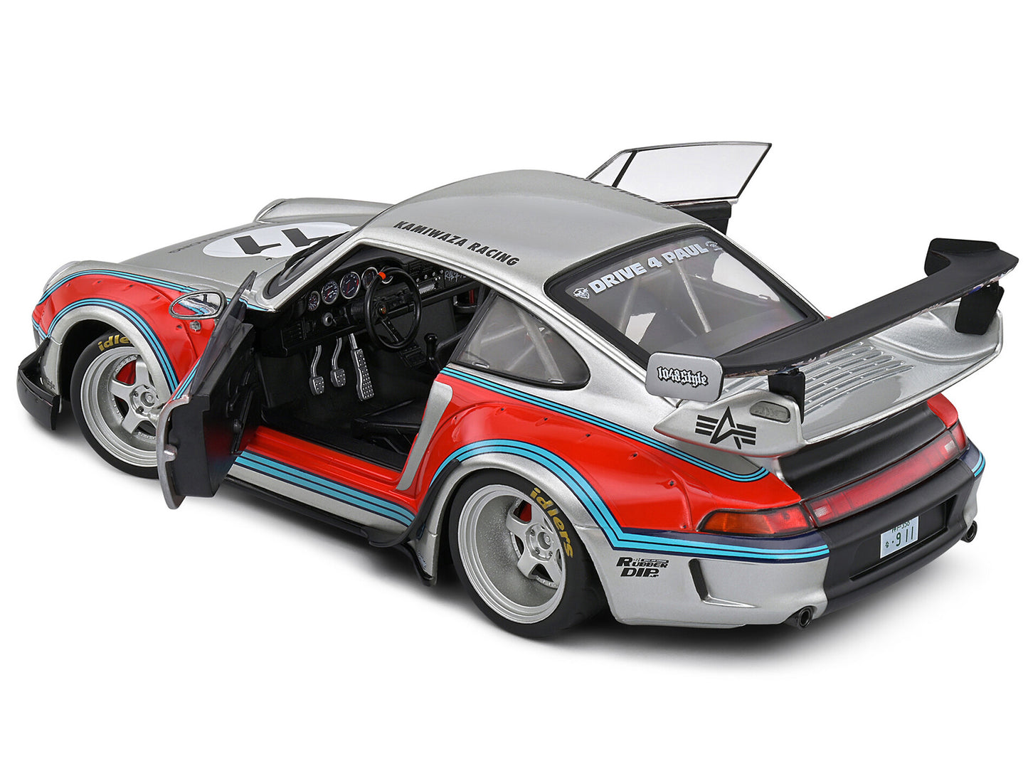 2020 RWB Bodykit #11 "Martini-Kamiwaza Racing" Silver Metallic with Graphics 1/18 Diecast Model Car by Solido