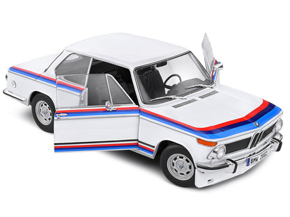 1971 BMW 2002 Tii Turbo "Evocation" White with Stripes 1/18 Diecast Model Car by Solido