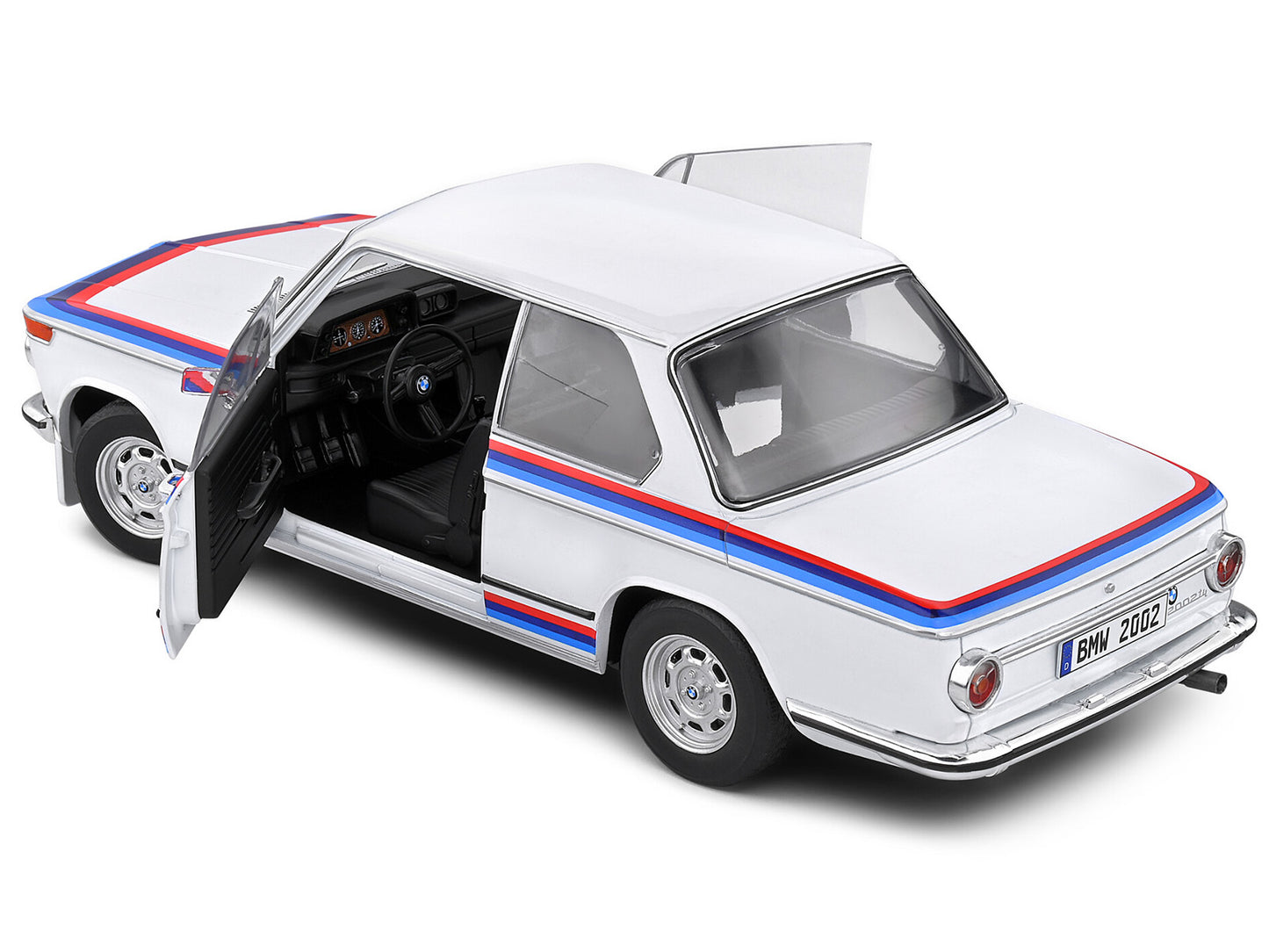 1971 BMW 2002 Tii Turbo "Evocation" White with Stripes 1/18 Diecast Model Car by Solido