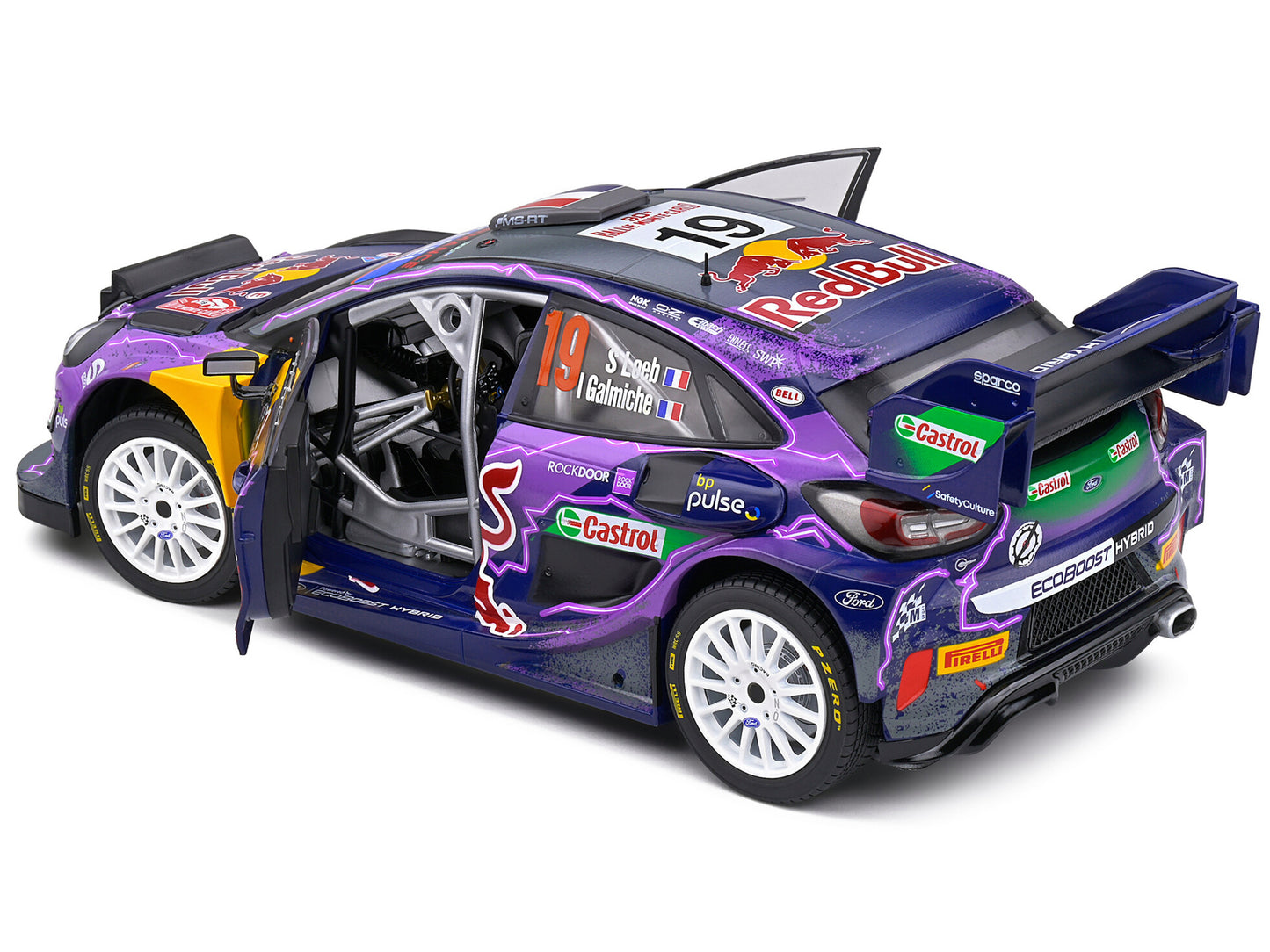 Ford Puma Rally1 Hybrid #19 Sebastien Loeb - Isabelle Galmiche Champion "Rallye Montecarlo" (2022) "Competition" Series 1/18 Diecast Model Car by Solido