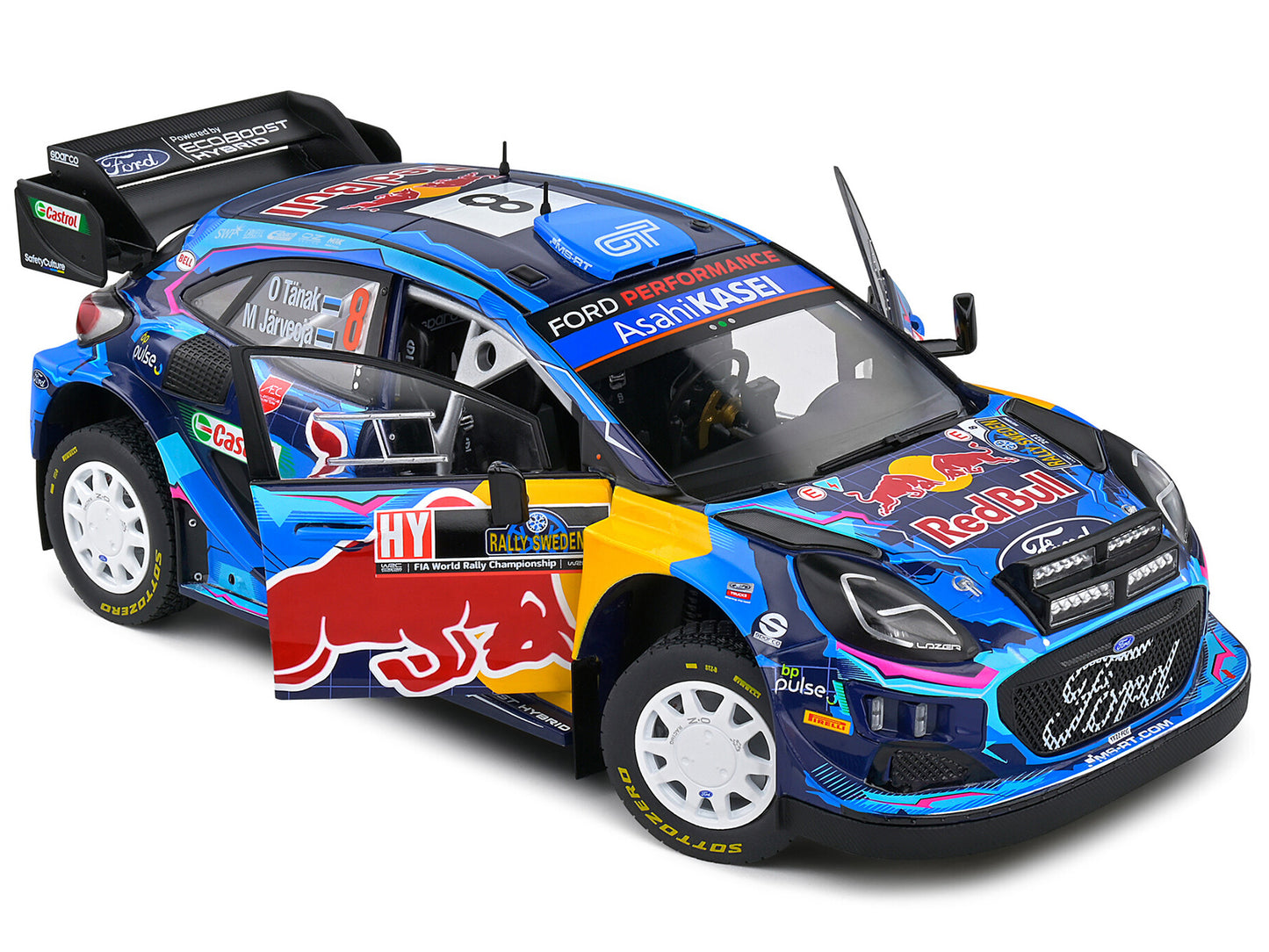 Ford Puma Rally1 Hybrid #8 Ott Tanak - Martin Jarveoja Winner "Rally Sweden" (2023) "Competition" Series 1/18 Diecast Model Car by Solido