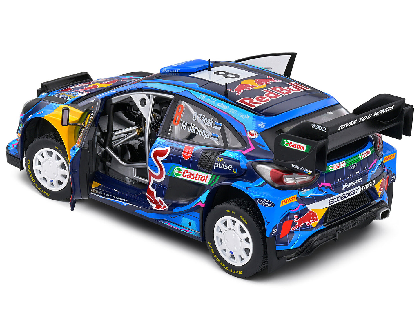 Ford Puma Rally1 Hybrid #8 Ott Tanak - Martin Jarveoja Winner "Rally Sweden" (2023) "Competition" Series 1/18 Diecast Model Car by Solido