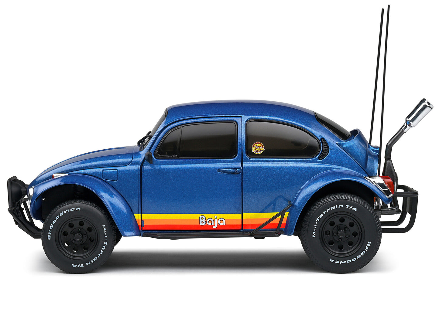 1975 Volkswagen Beetle Baja Blue Metallic with Stripes 1/18 Diecast Model Car by Solido