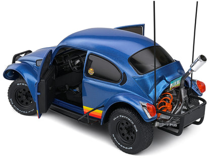 1975 Volkswagen Beetle Baja Blue Metallic with Stripes 1/18 Diecast Model Car by Solido