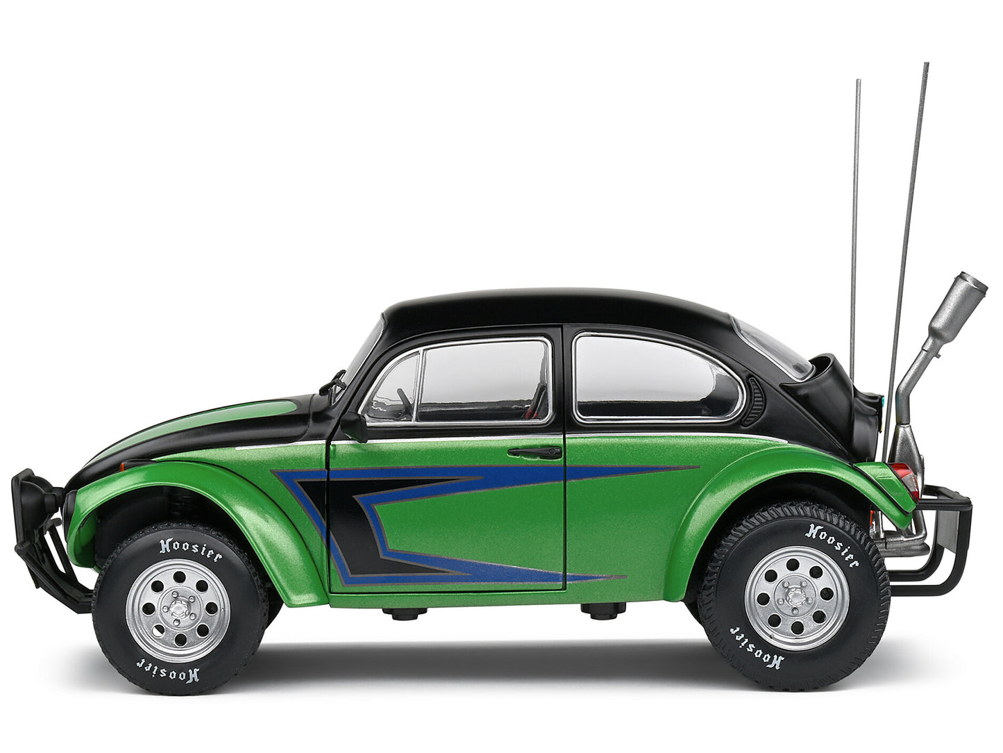 1976 Volkswagen Beetle Baja 1/18 Green Metallic and Black with Graphics 1/18 Diecast Model Car by Solido