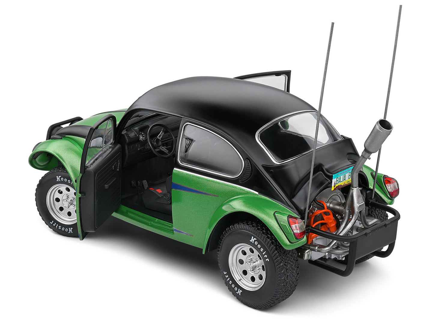 1976 Volkswagen Beetle Baja 1/18 Green Metallic and Black with Graphics 1/18 Diecast Model Car by Solido