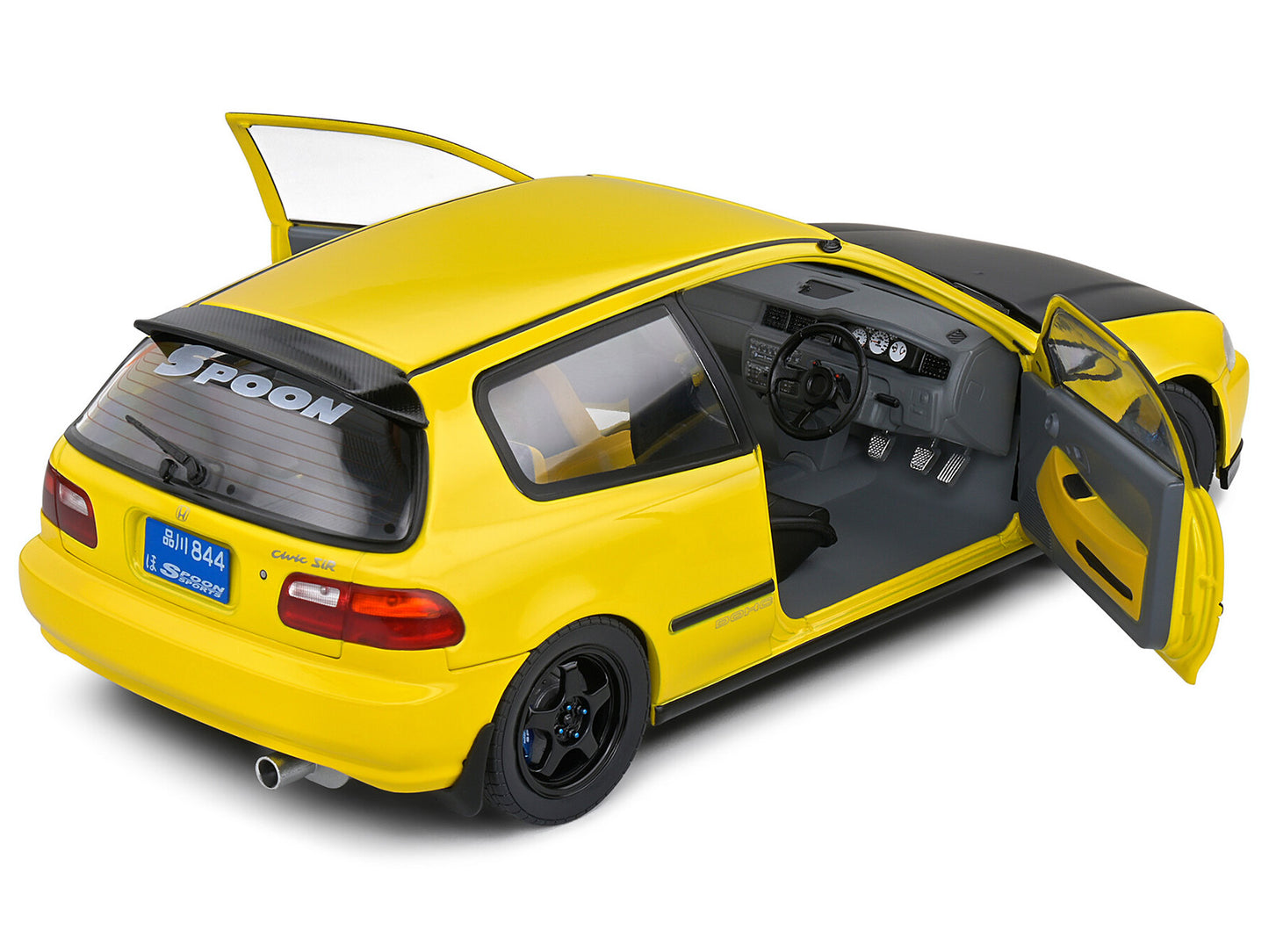 1991 Honda Civic (EG6) RHD (Right Hand Drive) "Spoon Version" Yellow Carnival with Black Hood 1/18 Diecast Model Car by Solido