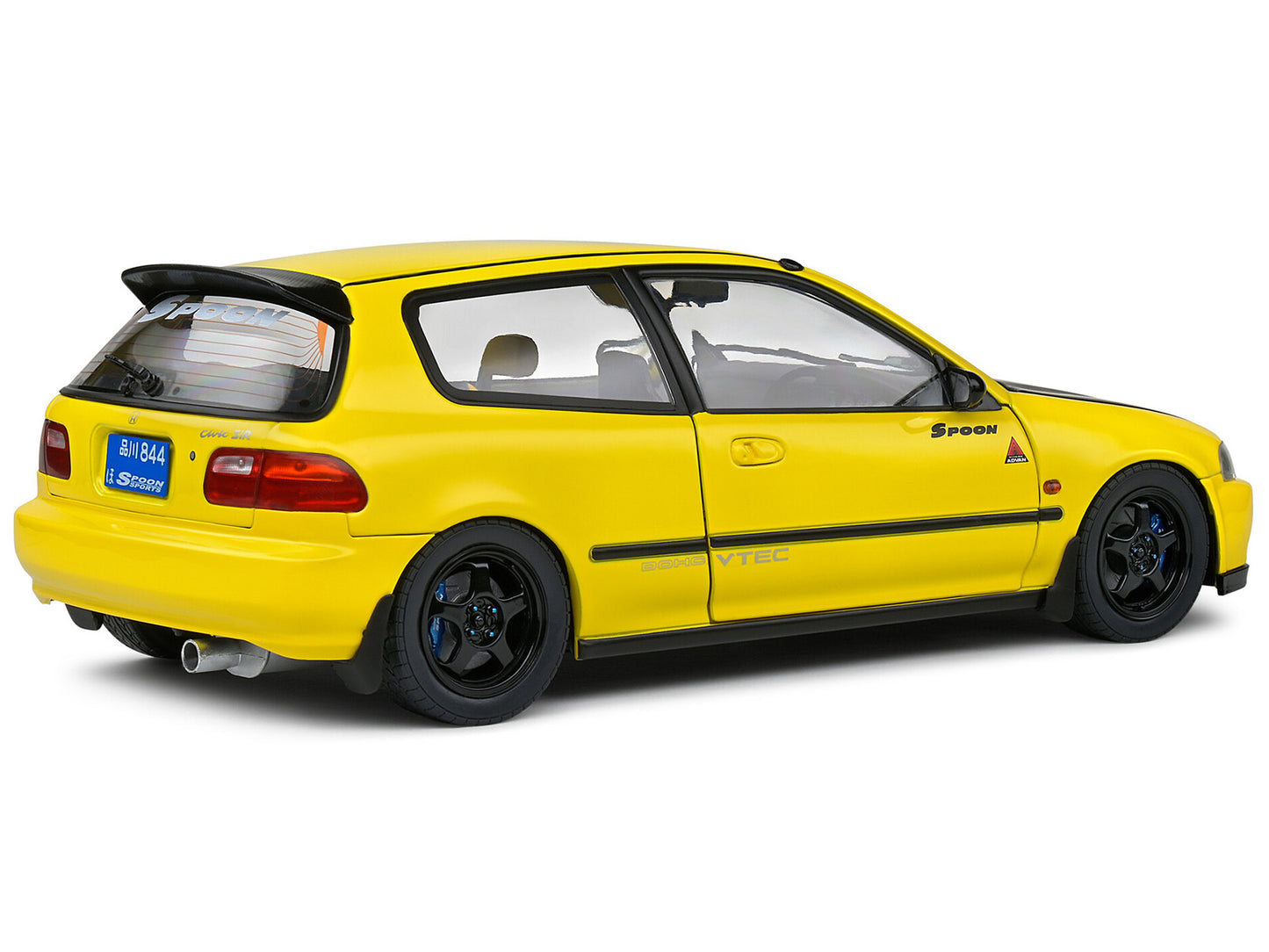 1991 Honda Civic (EG6) RHD (Right Hand Drive) "Spoon Version" Yellow Carnival with Black Hood 1/18 Diecast Model Car by Solido