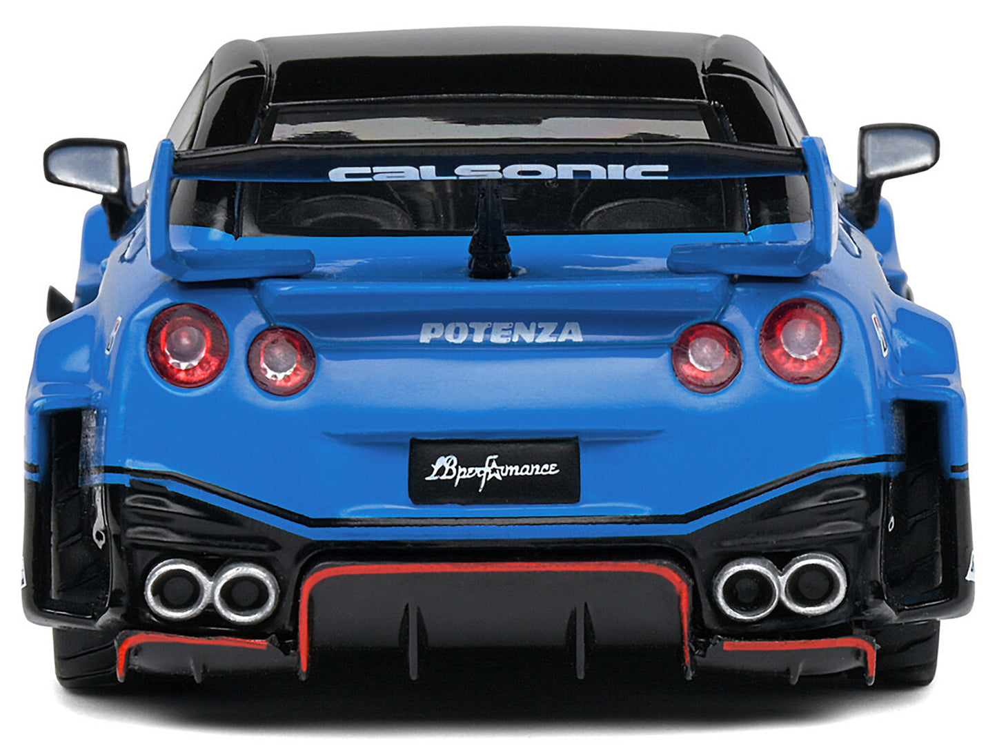 Nissan GT-R (R35) LB Silhouette Works GT RHD (Right Hand Drive) #5 Black and Blue "Calsonic" 1/43 Diecast Model Car by Solido