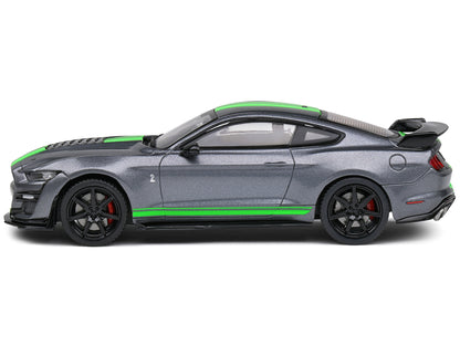 Shelby Mustang GT500 Fast Track Gray Metallic with Neon Green Stripes 1/43 Diecast Model Car by Solido