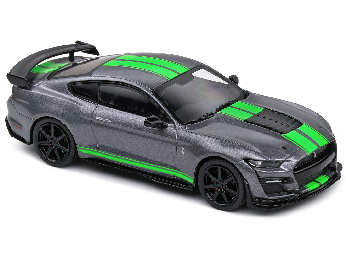 Shelby Mustang GT500 Fast Track Gray Metallic with Neon Green Stripes 1/43 Diecast Model Car by Solido