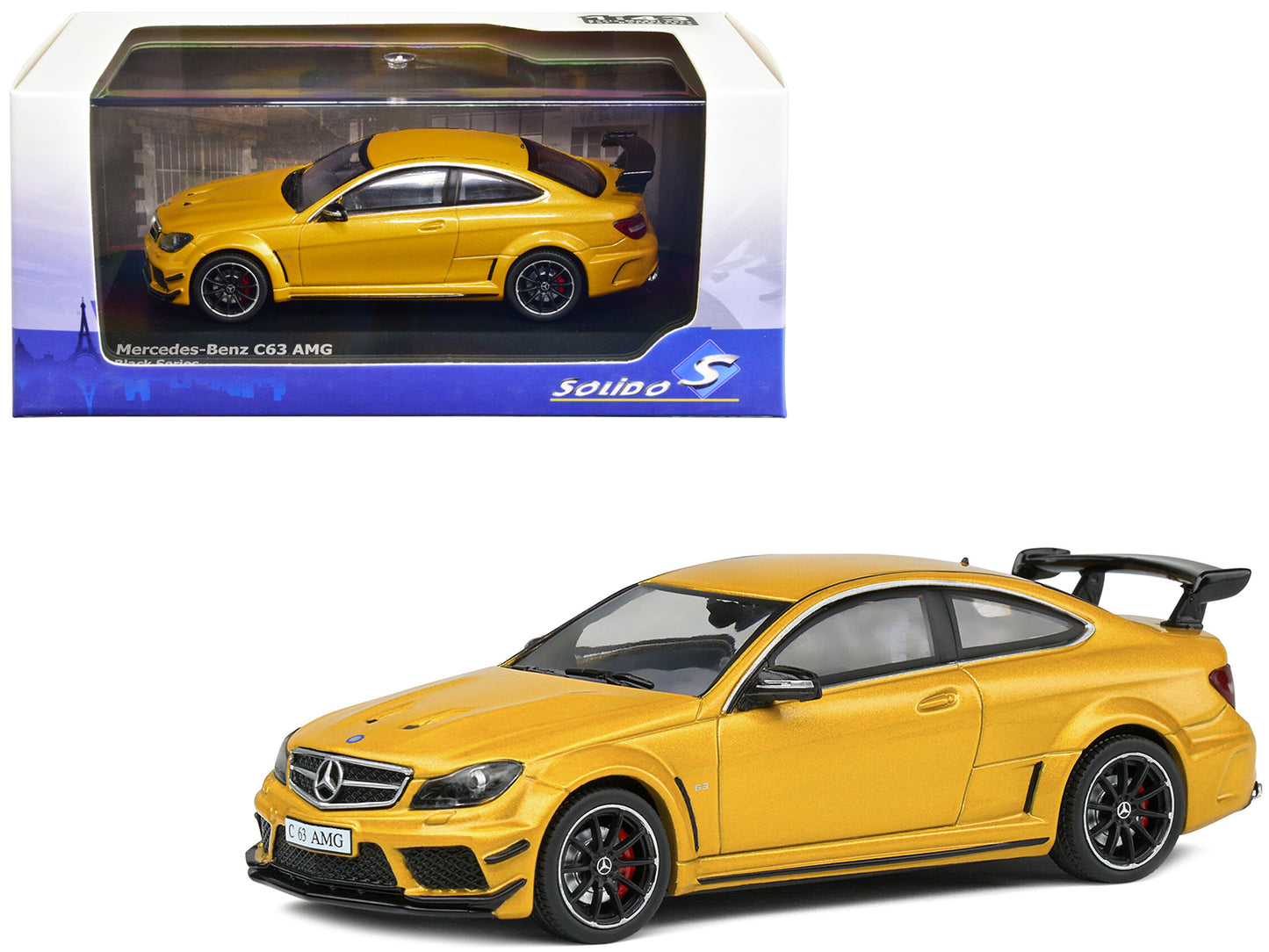 2012 Mercedes-Benz C63 AMG Black Series Solarbeam Yellow Metallic 1/43 Diecast Model Car by Solido