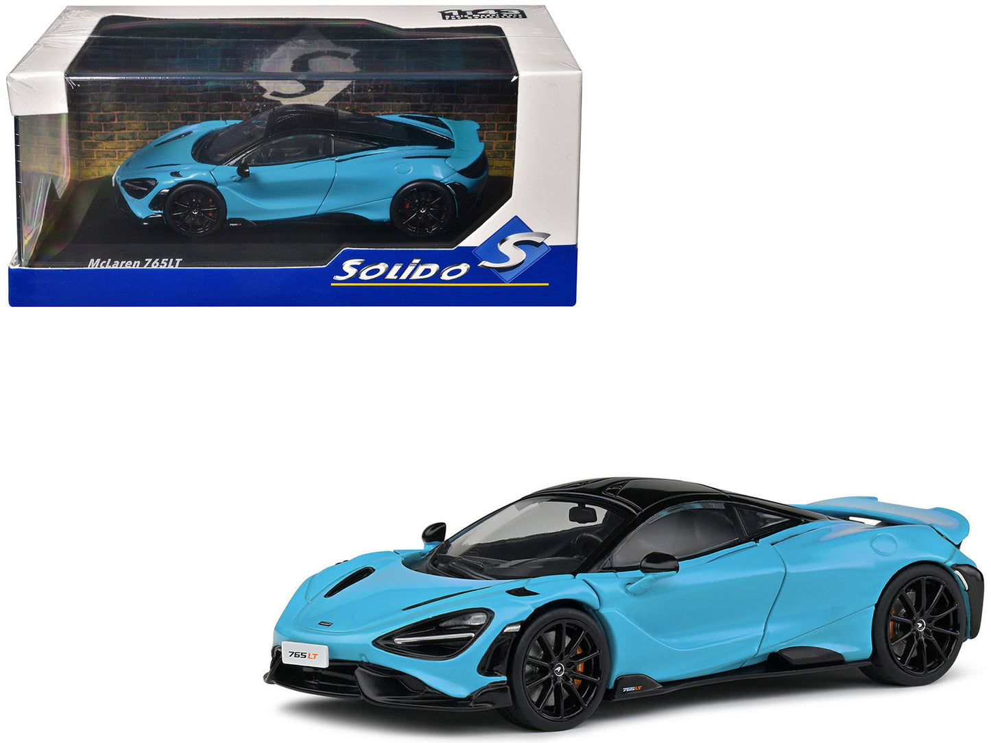 2020 McLaren 765 LT Curacao Blue with Black Top 1/43 Diecast Model Car by Solido