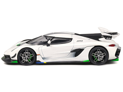 2021 Koenigsegg Jesko Pearl White Metallic with Gray Stripes 1/43 Diecast Model Car by Solido