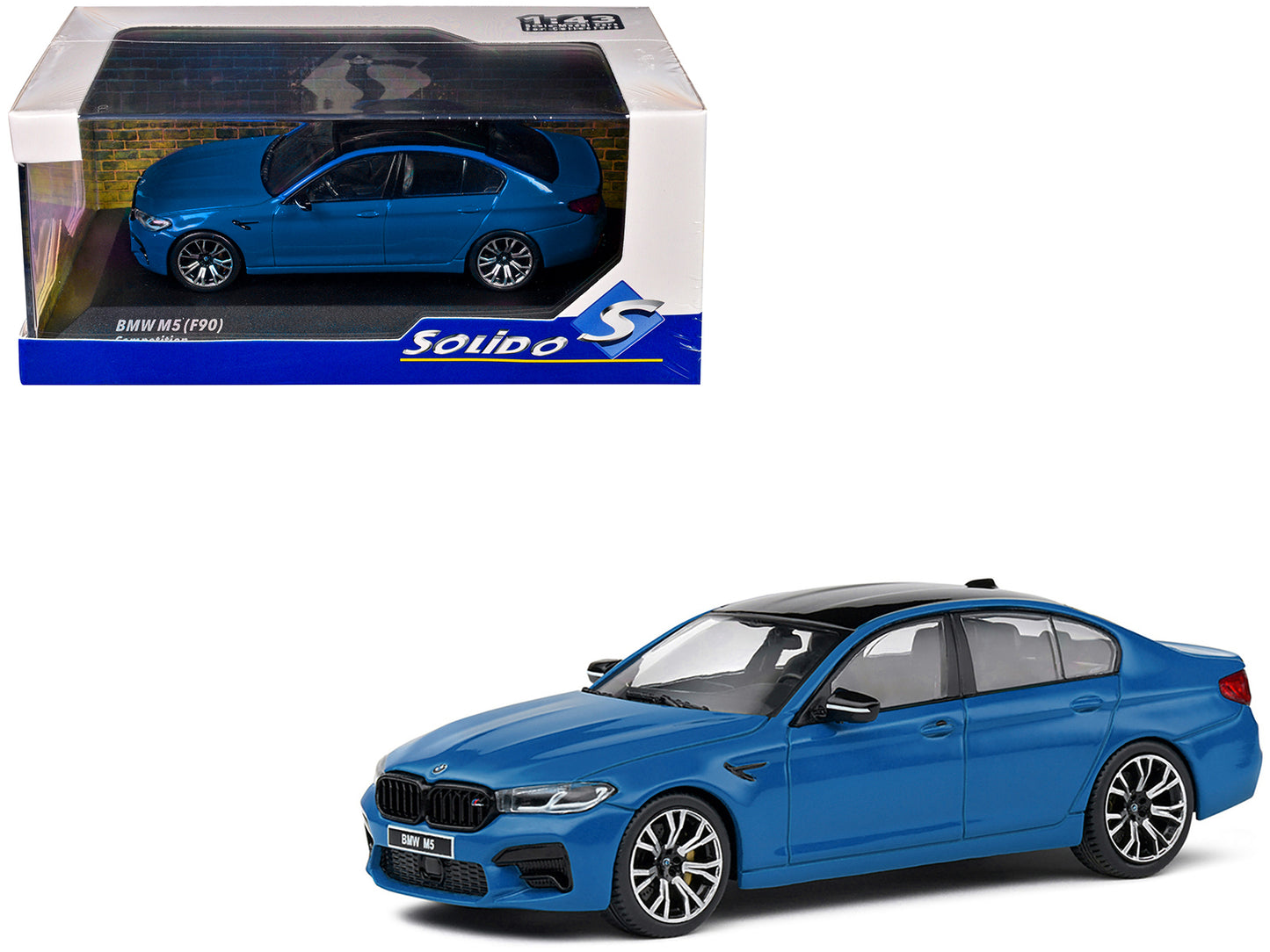 2022 BMW M5 (F90) Competition Voodoo Blue with Black Top 1/43 Diecast Model Car by Solido