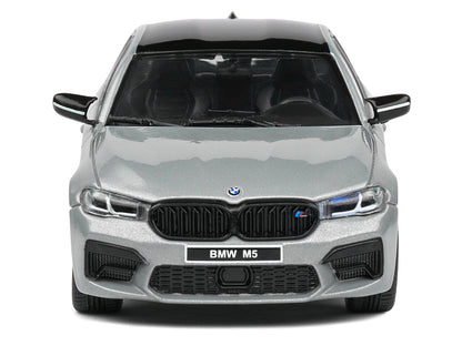 2022 BMW M5 F90 Competition Brooklyn Gray Metallic with Black Top 1/43 Diecast Model Car by Solido