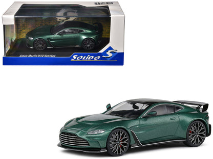 Aston Martin V12 Vantage Racing Green Metallic with Black Top 1/43 Diecast Model Car by Solido