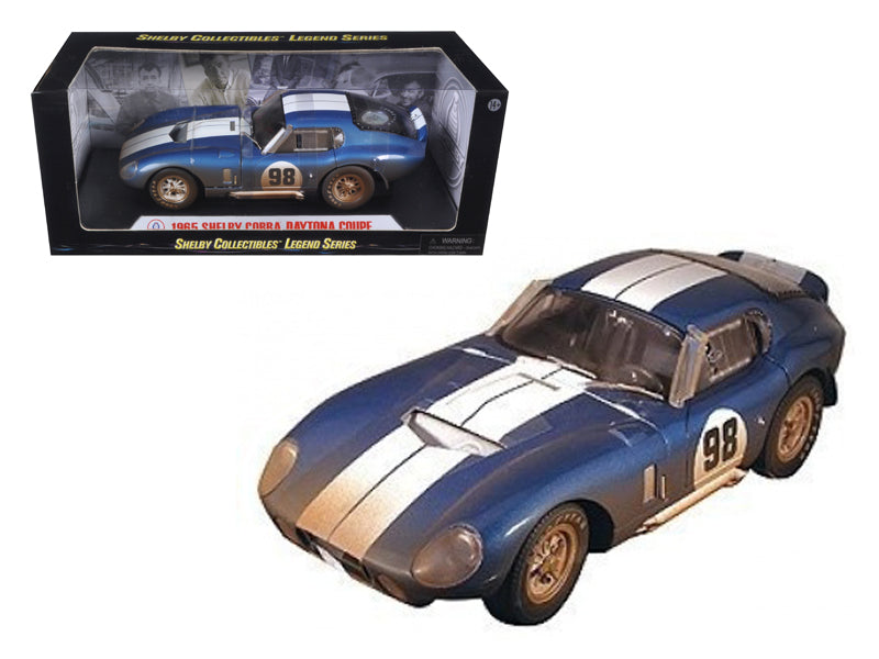 1965 Shelby Cobra Daytona #98 Blue with White Stripes After Race (Dirty Version) 1/18 Diecast Model Car by Shelby Collectibles