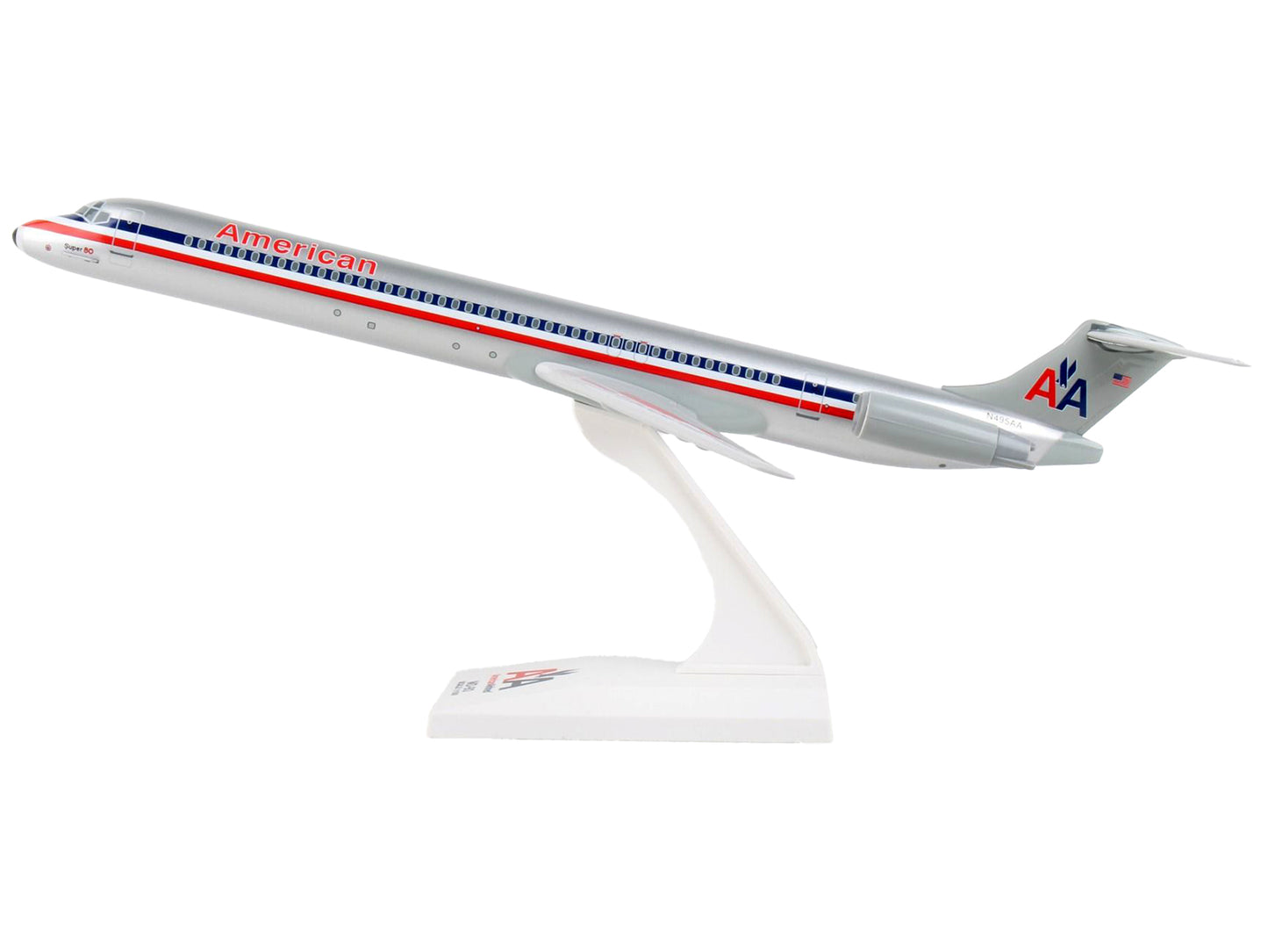 McDonnell Douglas MD-80 Commercial Aircraft "American Airlines" (N495AA) Silver with Blue and Red Stripes (Snap-Fit) 1/150 Plastic Model by Skymarks