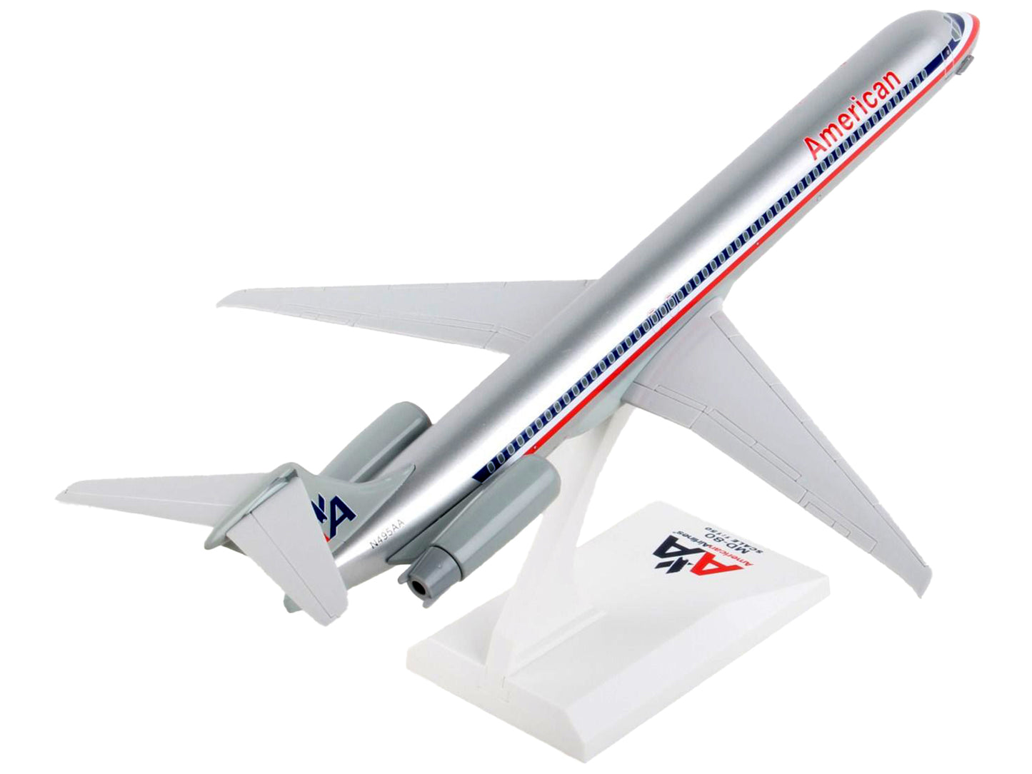 McDonnell Douglas MD-80 Commercial Aircraft "American Airlines" (N495AA) Silver with Blue and Red Stripes (Snap-Fit) 1/150 Plastic Model by Skymarks