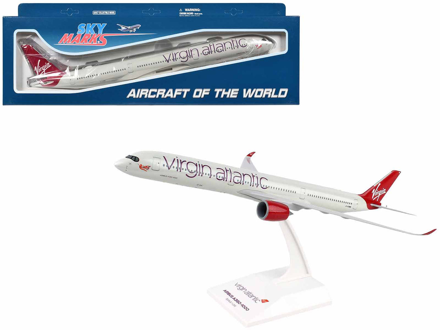 Airbus A350-1000 Commercial Aircraft "Virgin Atlantic Airways" (G-VXWB) Gray with Red Tail (Snap-Fit) 1/200 Plastic Model by Skymarks