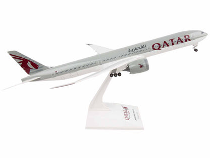 Boeing 777-9 Commercial Aircraft with Landing Gear "Qatar Airways" Gray with Tail Graphics (Snap-Fit) 1/200 Plastic Model by Skymarks