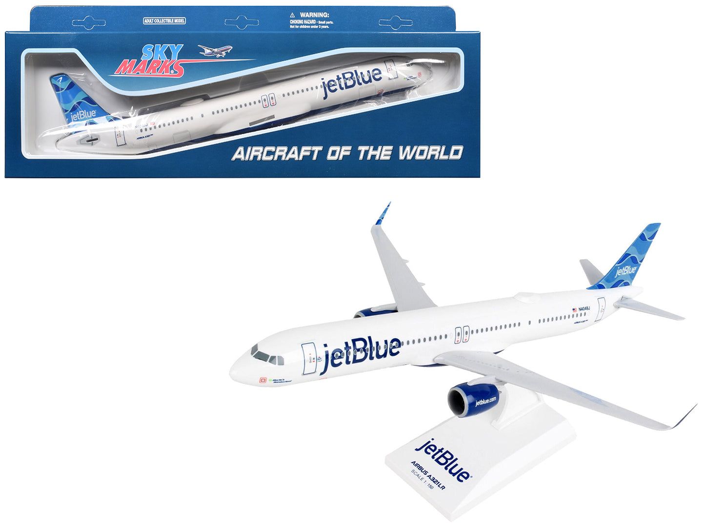 Airbus A321neo Commercial Aircraft "JetBlue" (N4048J) White with Blue Tail (Snap-Fit) 1/150 Plastic Model by Skymarks