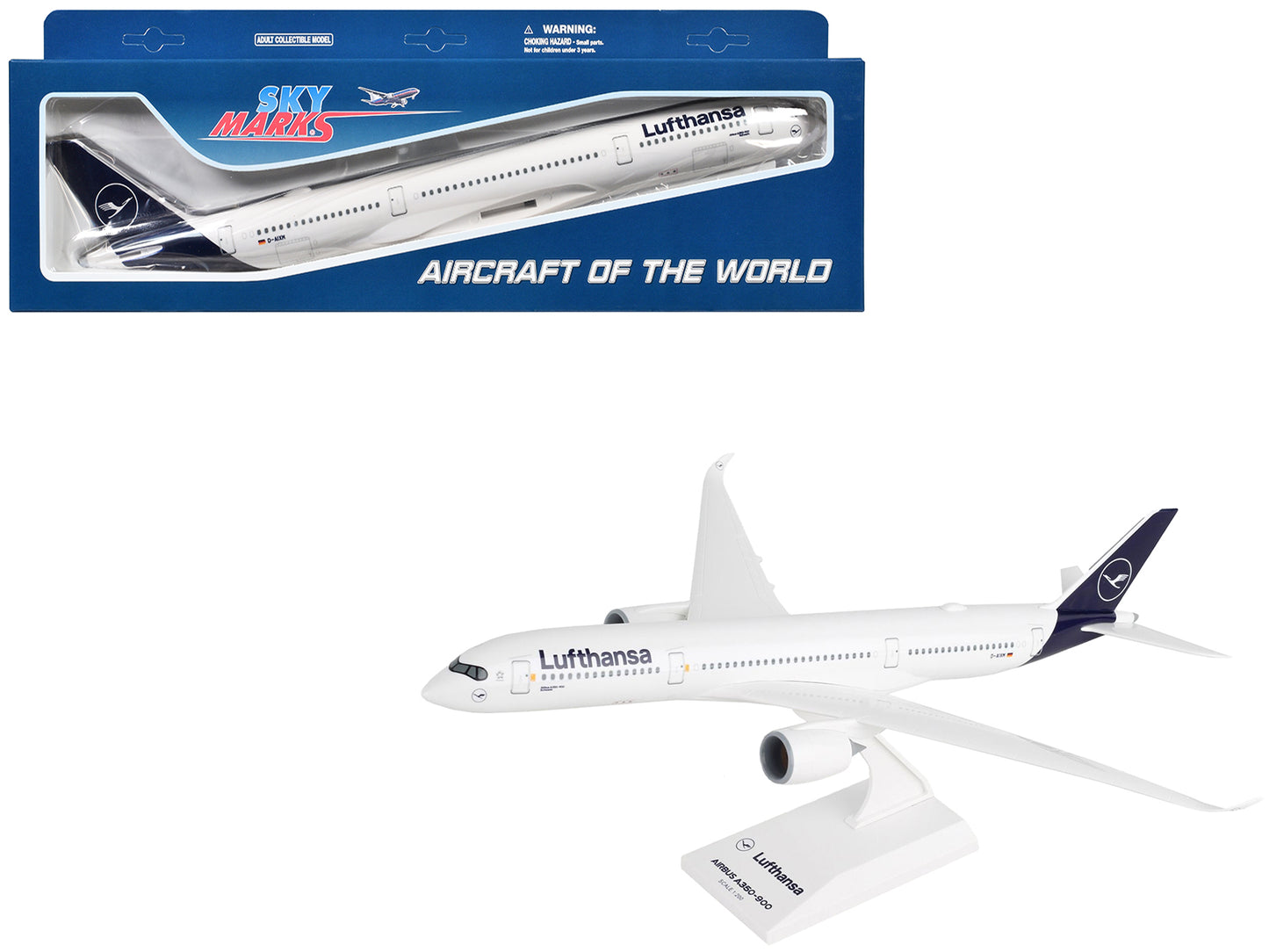 Airbus A350-900 Commercial Aircraft "Lufthansa" (D-AIXM) White with Dark Blue Tail (Snap-Fit) 1/200 Plastic Model by Skymarks