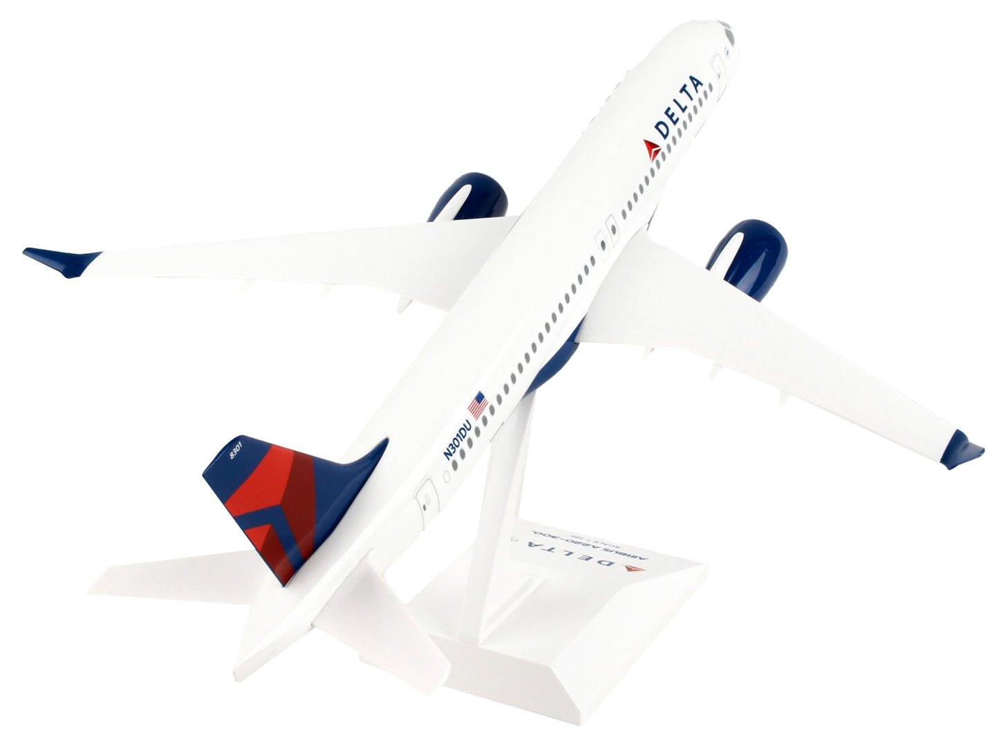 Airbus A220-300 Commercial Aircraft "Delta Air Lines" (N301DU) White with Blue and Red Tail (Snap-Fit) 1/100 Plastic Model by Skymarks