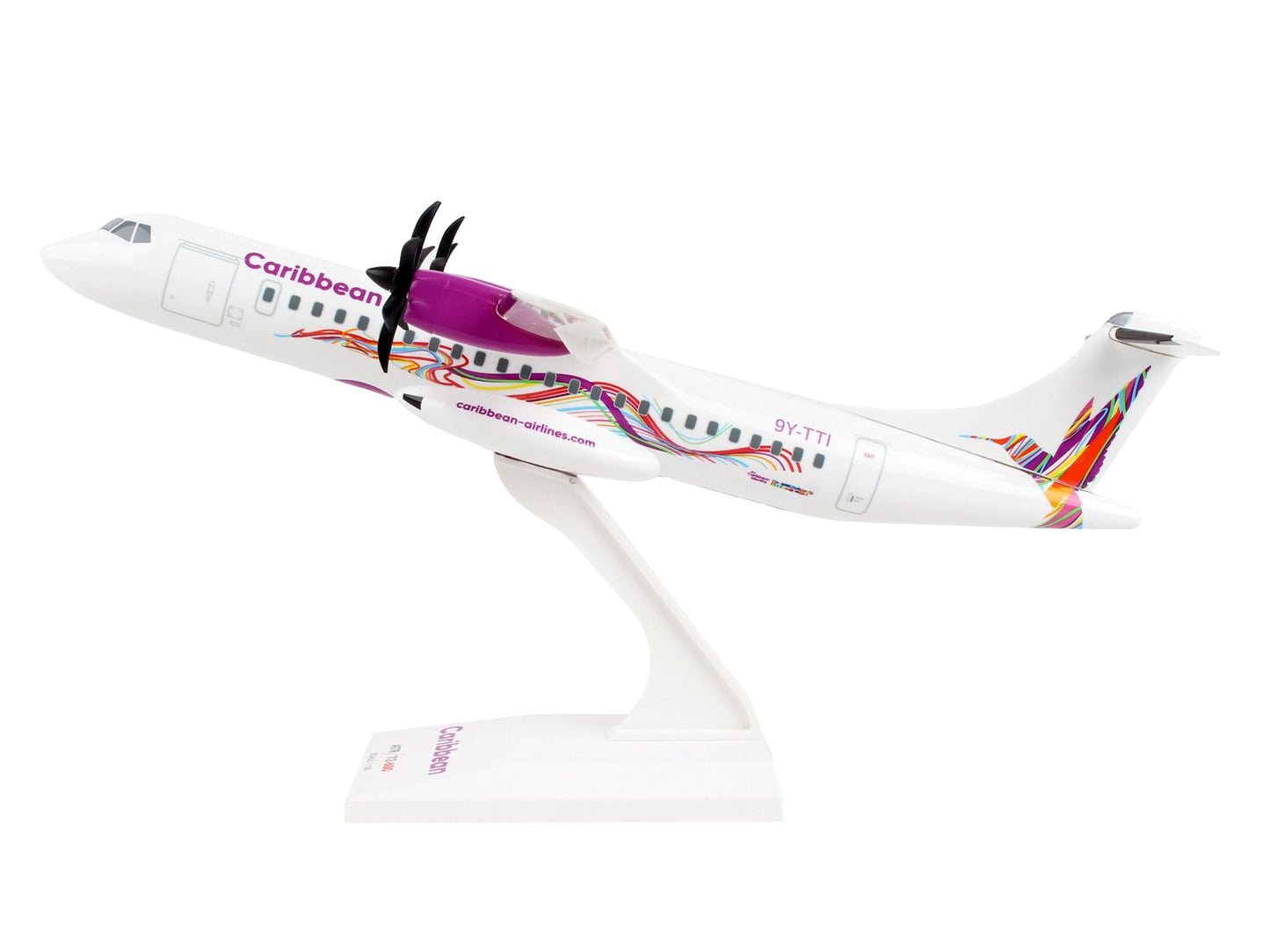 ATR 72-600 Commercial Aircraft "Caribbean Airlines" (9Y-TTI) White with Graphics (Snap-Fit) 1/100 Plastic Model by Skymarks