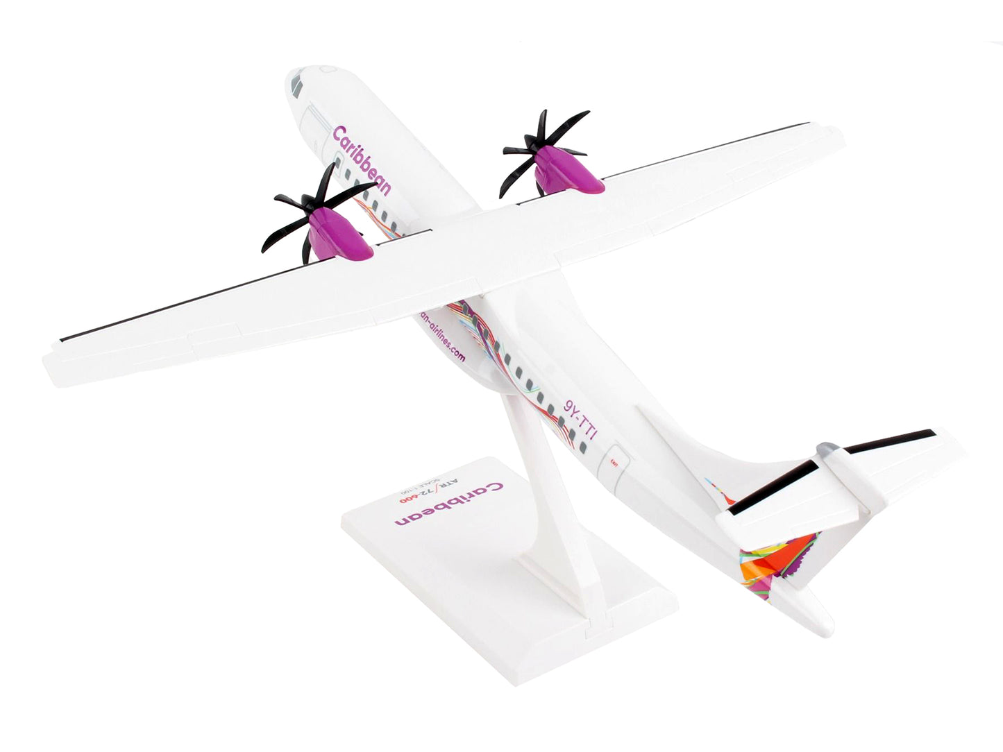 ATR 72-600 Commercial Aircraft "Caribbean Airlines" (9Y-TTI) White with Graphics (Snap-Fit) 1/100 Plastic Model by Skymarks