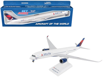 Airbus A350-900 Commercial Aircraft with Landing Gear "Delta Air Lines" (N502DN) White with Red and Blue Tail (Snap-Fit) 1/200 Plastic Model by Skymarks