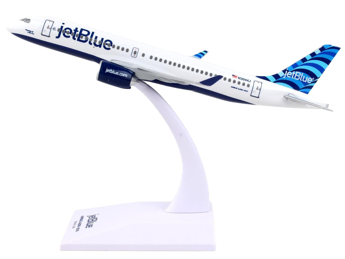 Airbus A220-300 Commercial Aircraft "JetBlue Airways" (N3044J) White with Blue Tail (Snap-Fit) 1/200 Plastic Model by Skymarks