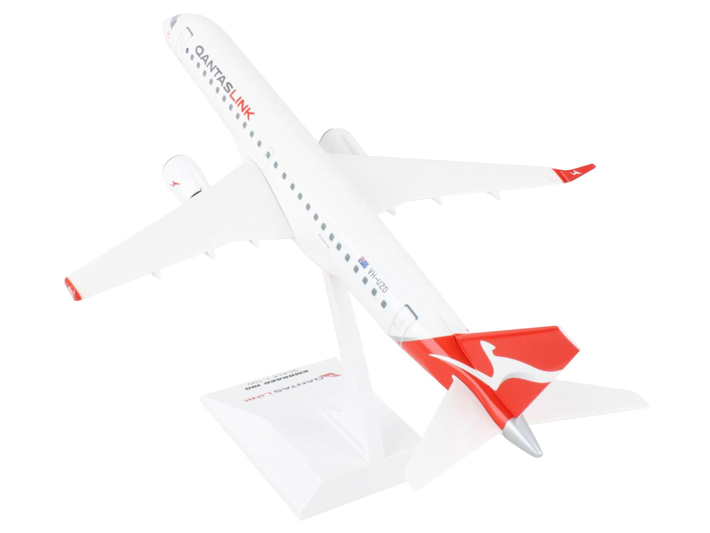 Embraer E190 Commercial Aircraft "QantasLink" (VH-UZD) White with Red Tail (Snap-Fit) 1/100 Plastic Model by Skymarks