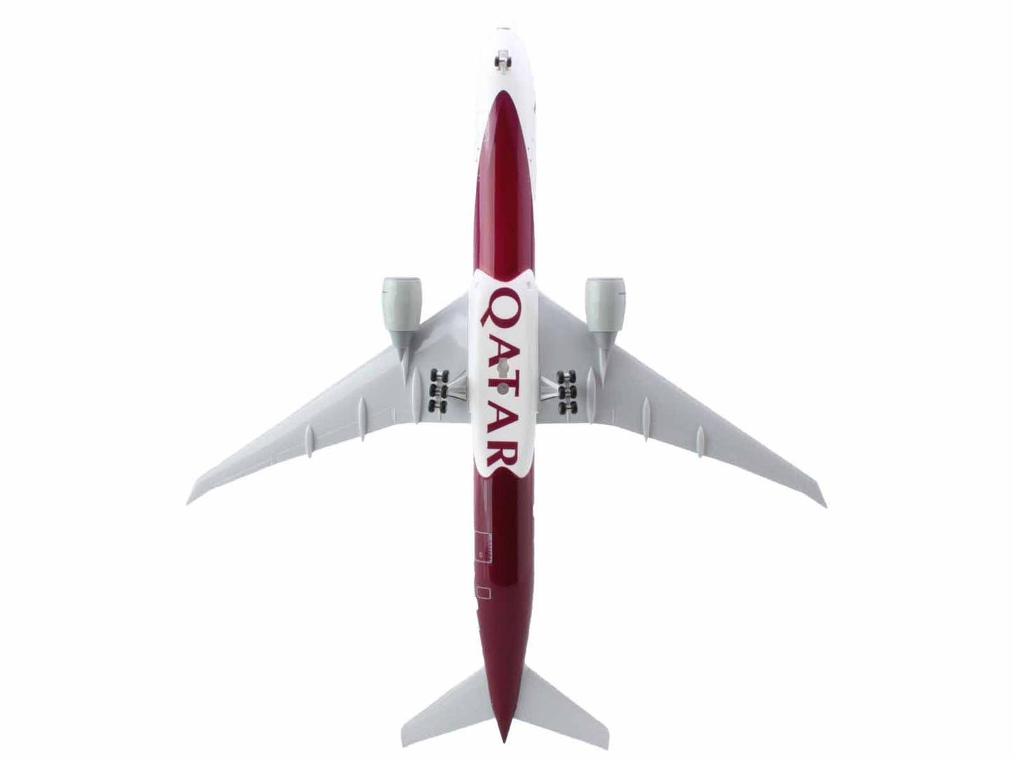 Boeing 777-300 Commercial Aircraft with Landing Gear "Qatar Airways - FIFA World Cup Qatar 2022" Gray and Dark Red (Snap-Fit) 1/200 Plastic Model by Skymarks