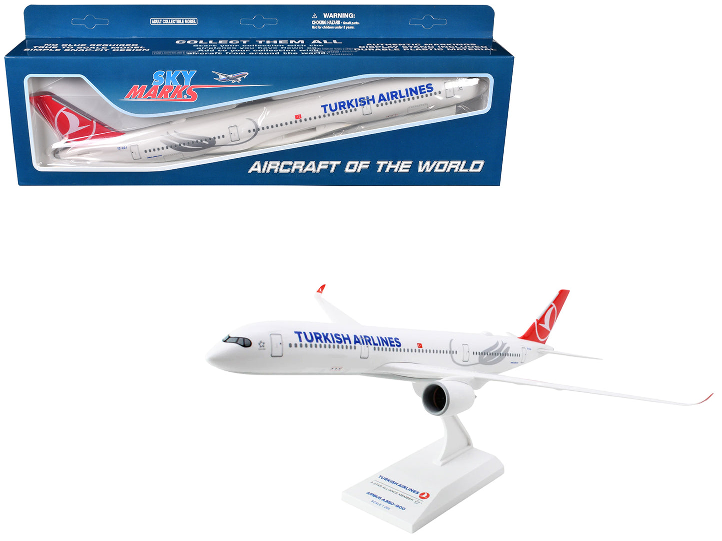 Airbus A350-900 Commercial Aircraft "Turkish Airlines" (TC-LGJ) White with Red Tail (Snap-Fit) 1/200 Plastic Model by Skymarks