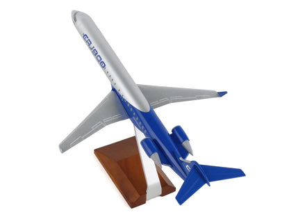 Bombardier CRJ900 Commercial Aircraft "CRJ900 Next Gen" Silver Metallic and Blue with Wood Stand (Snap-Fit) 1/100 Plastic Model by Skymarks