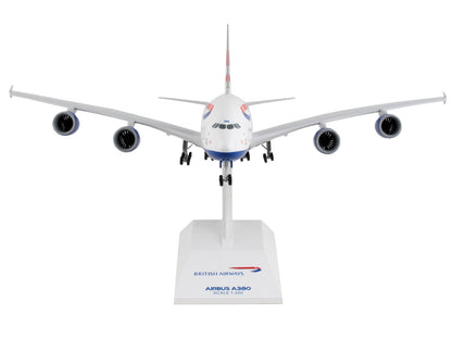 Airbus A380 Commercial Aircraft with Landing Gear "British Airways" (G-XLEA) White with Tail Graphics (Snap-Fit) 1/200 Plastic Model by Skymarks