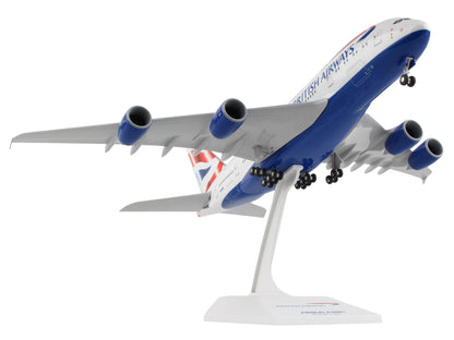 Airbus A380 Commercial Aircraft with Landing Gear "British Airways" (G-XLEA) White with Tail Graphics (Snap-Fit) 1/200 Plastic Model by Skymarks