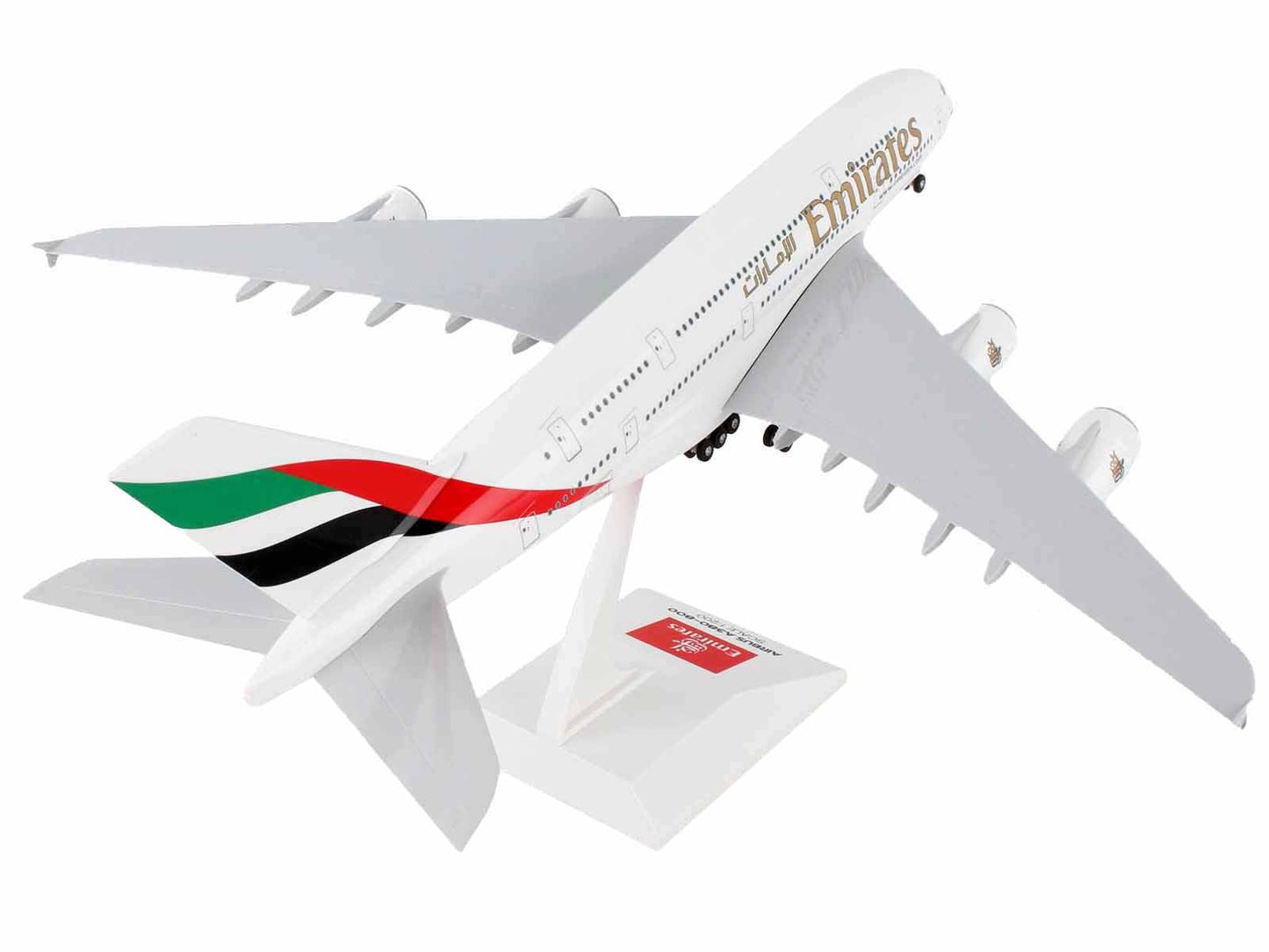 Airbus A380-800 Commercial Aircraft with Landing Gear "Emirates Airlines" (A6-EEA) White with Tail Graphics (Old Livery) (Snap-Fit) 1/200 Plastic Model by Skymarks