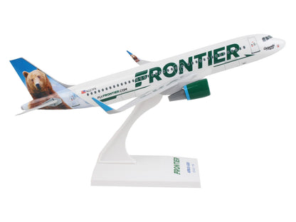 Airbus A320 Commercial Aircraft "Frontier Airlines-Grizwald the Bear" (N227FR) White with Tail Graphics (Snap-Fit) 1/150 Plastic Model by Skymarks