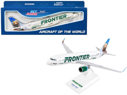 Airbus A320 Commercial Aircraft "Frontier Airlines-Grizwald the Bear" (N227FR) White with Tail Graphics (Snap-Fit) 1/150 Plastic Model by Skymarks