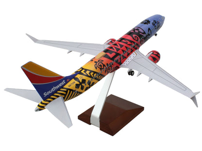 Boeing 737 MAX 8 Commercial Aircraft with Landing Gear "Southwest Airlines - Imua One" (N8710M) Hawaiian Livery (Snap-Fit) 1/100 Plastic Model by Skymarks