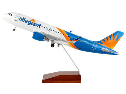 Airbus A320 Commercial Aircraft with Landing Gear "Allegiant Air" (N246NV) White and Blue with Orange Stripes (Snap-Fit) 1/100 Plastic Model by Skymarks