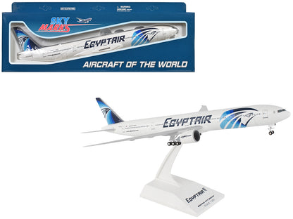 Boeing 777-300 Commercial Aircraft with Landing Gear "EgyptAir" (SU-GDL) White with Blue Tail (Snap-Fit) 1/200 Plastic Model by Skymarks