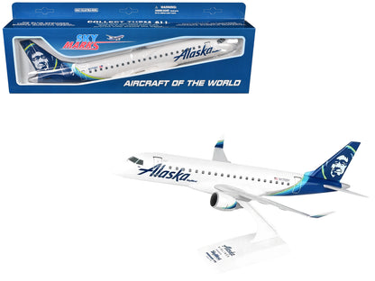 Embraer E175 Commercial Aircraft "Alaska Airlines - SkyWest Airlines" (N170SY) White with Blue Tail (Snap-Fit) 1/100 Plastic Model by Skymarks