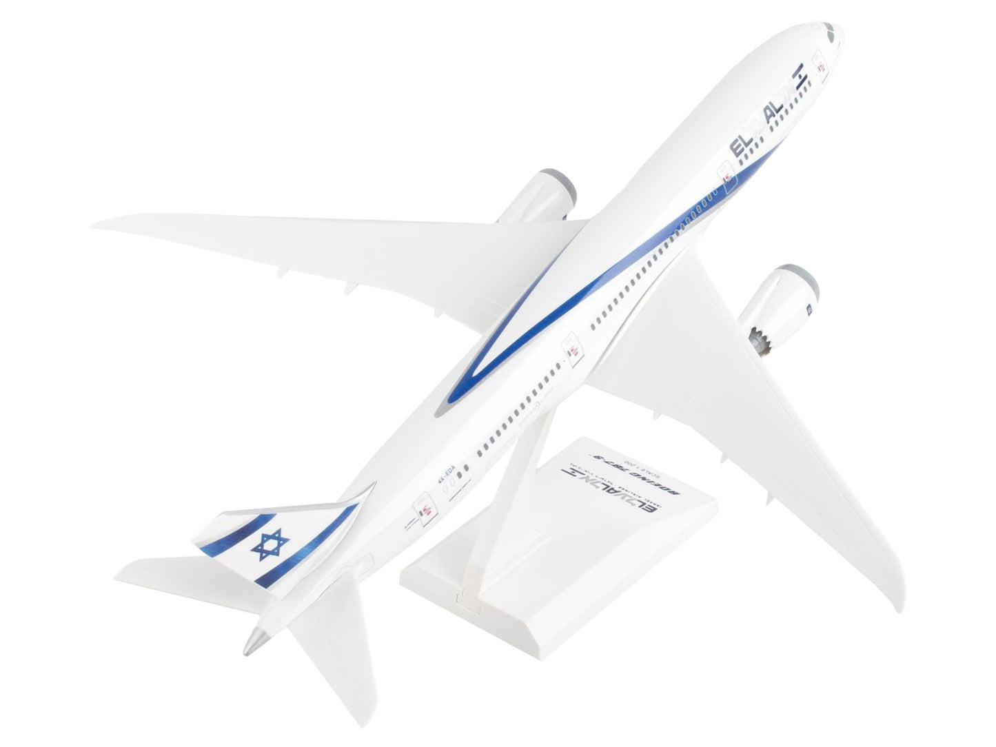 Boeing 787-9 Dreamliner Commercial Aircraft "El Al Israel Airlines" (4X-EDA) White with Blue Stripes (Snap-Fit) 1/200 Plastic Model by Skymarks