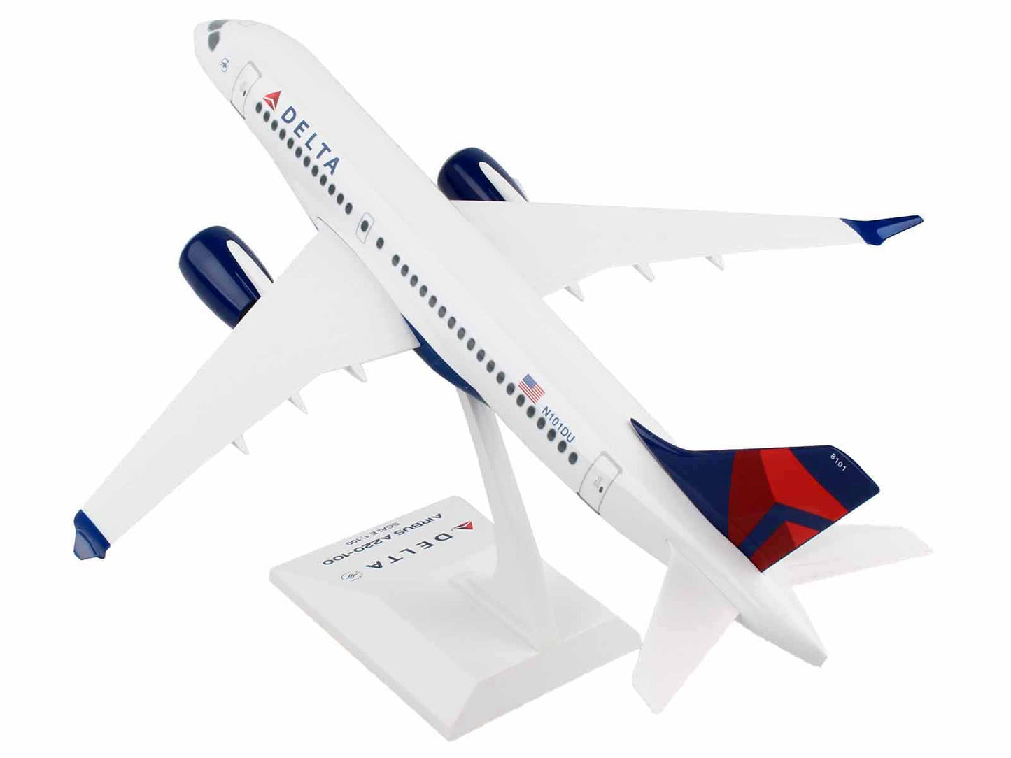 Airbus A220-100 Commercial Aircraft "Delta Air Lines" (N101DU) White with Red and Blue Tail (Snap-Fit) 1/100 Plastic Model by Skymarks